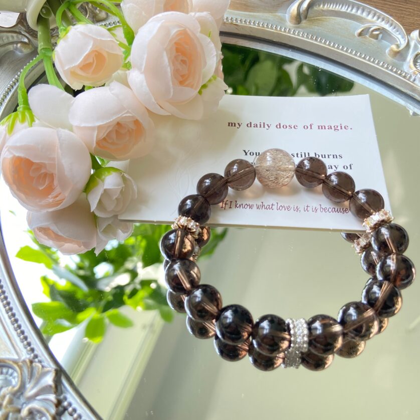 Obsidian Glow · Midnight Tide (Black Rutilated Quartz, Smoky Quartz, Celestial Bead)