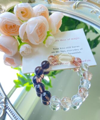 [Grounded Prosperity] Smoky Quartz & Rutilated Crystal Pixiu Bracelet｜Wealth Attraction ✦ Energy Protection ✦ Elemental Harmony