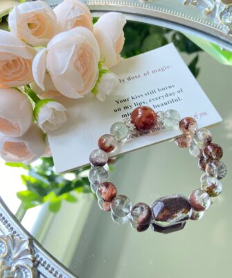 [Empower & Attract] Golden Strawberry Quartz & Rutilated Crystal Zodiac Energy Bracelet