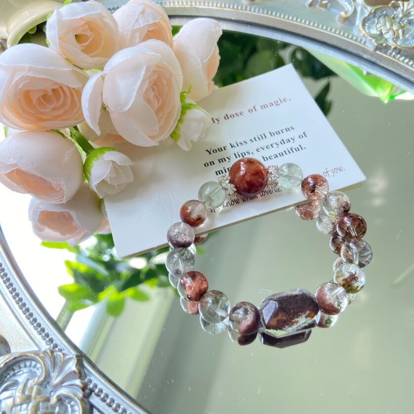 [Empower & Attract] Golden Strawberry Quartz & Rutilated Crystal Zodiac Energy Bracelet